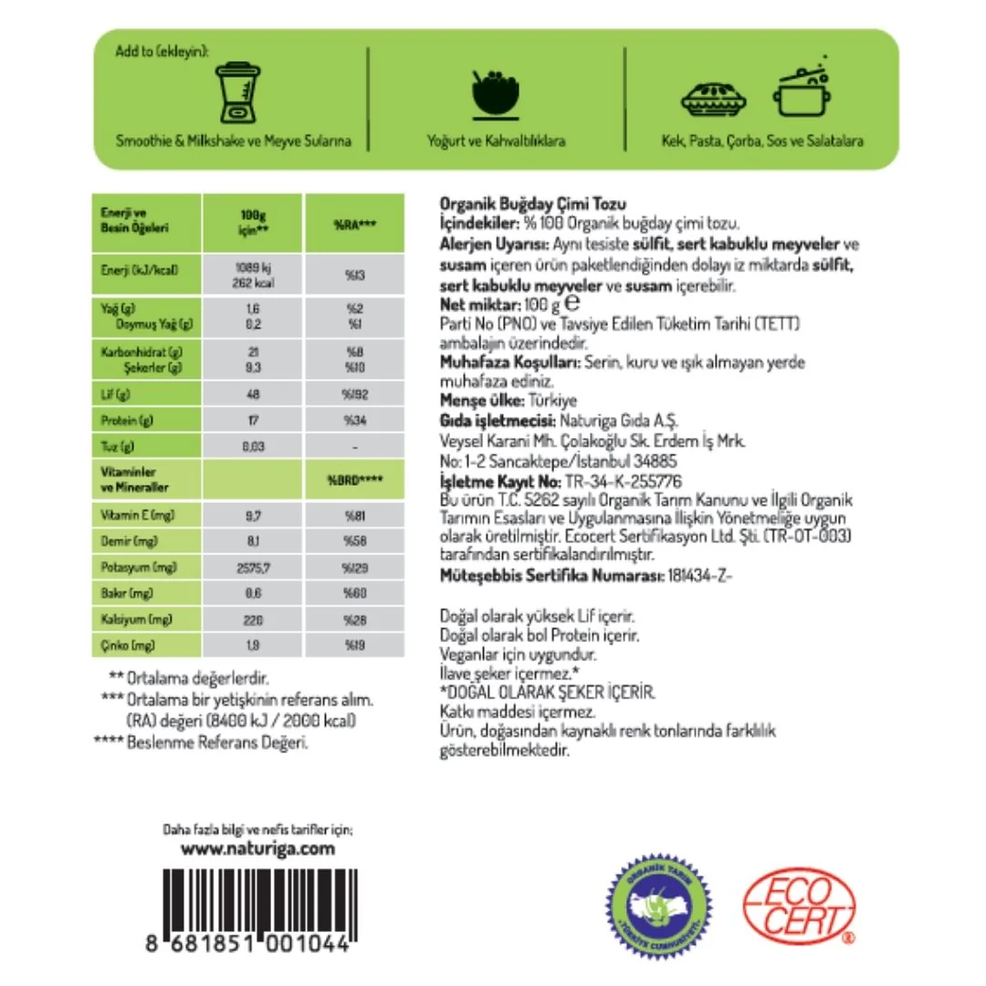 Organik Buğday Çimi Tozu (100gr) - Image 3